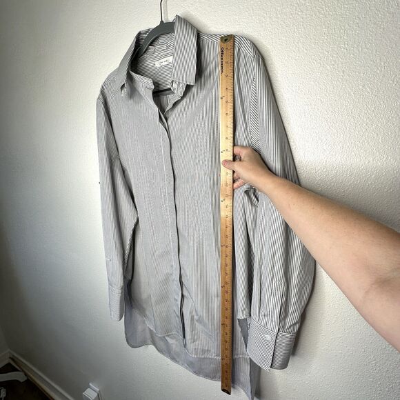 The Row Black & White Pedro Shirt Removable Collar Straight Front Long Back L - Picture 16 of 16